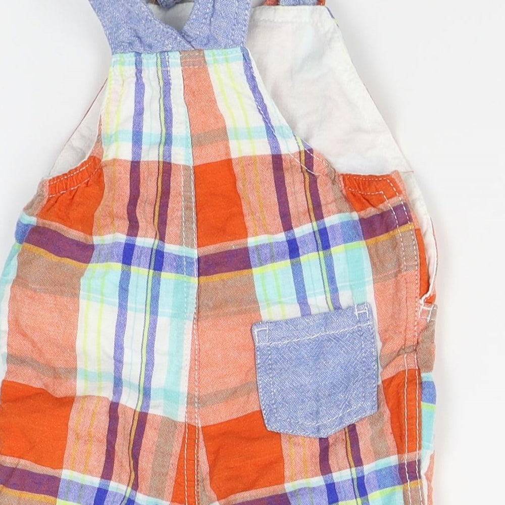 NEXT Baby Orange Plaid Dungaree One-Piece Size 0-3 Months