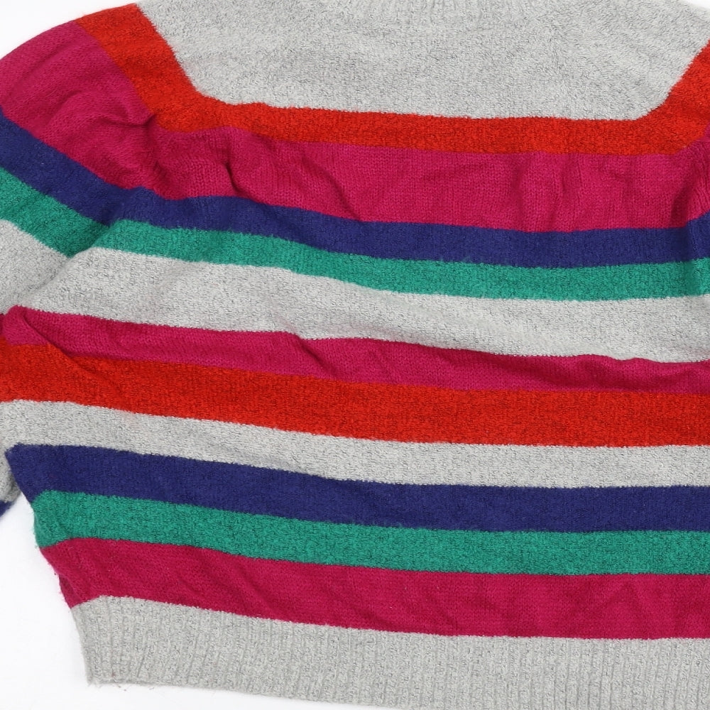 Brave Soul Womens Grey Striped Pullover Jumper Size 14