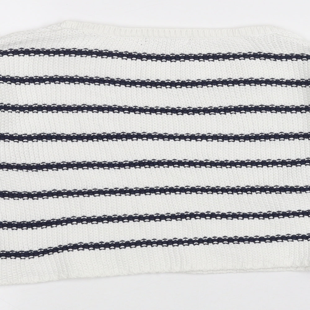 New Look Girls White Striped Pullover Jumper Size 12-13 Years