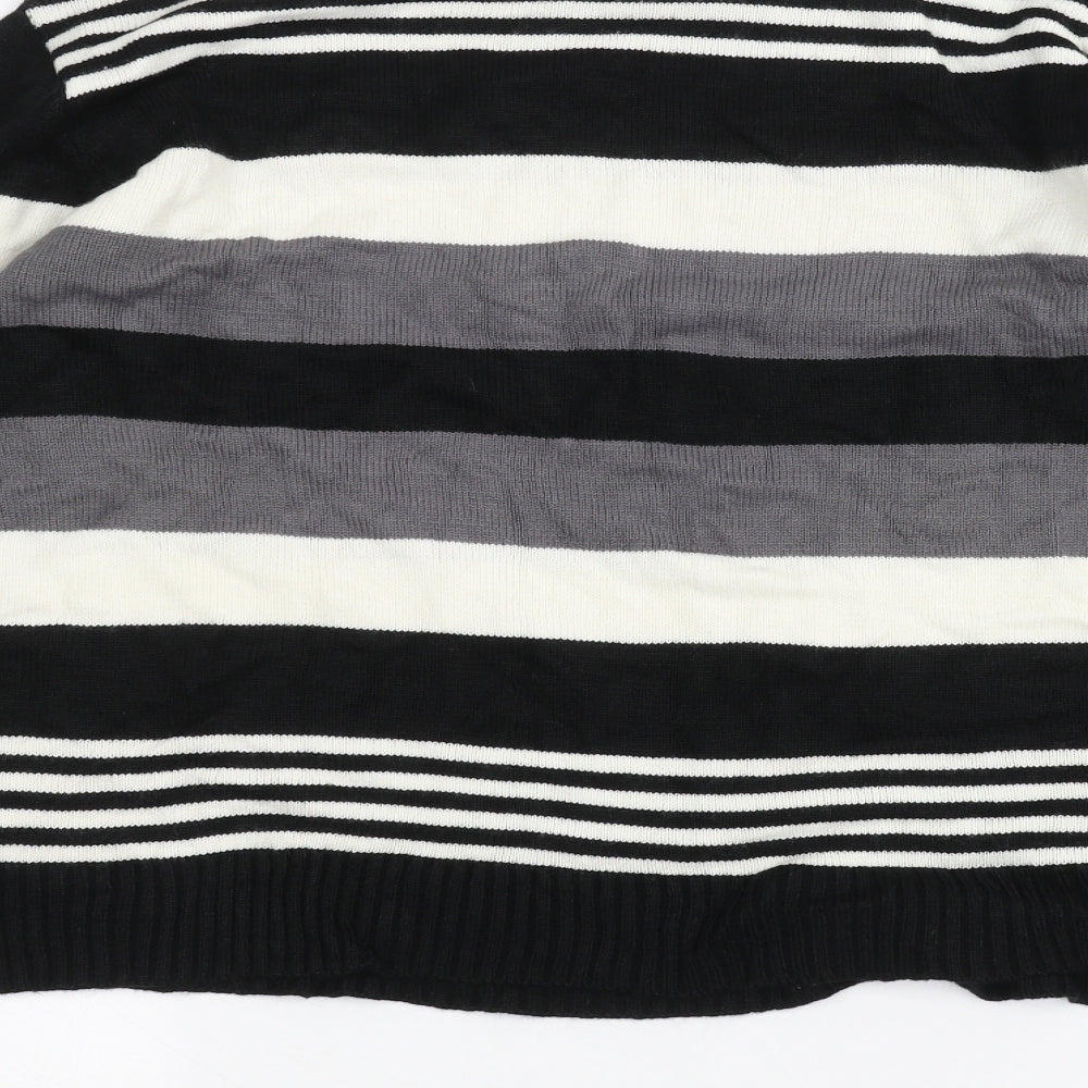 Ginaarti Mens Black Striped Pullover Jumper Size L