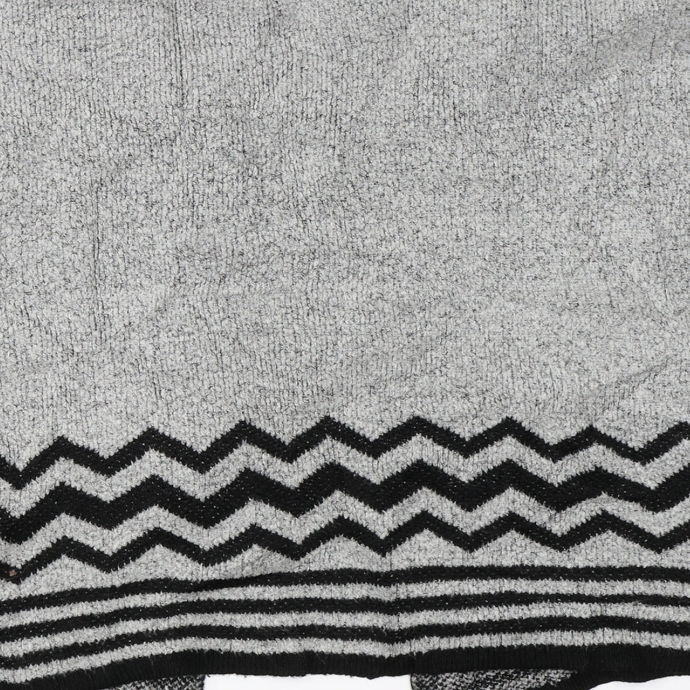 YD Girls Grey Striped Knit Cape Jumper Size 9-10 Years