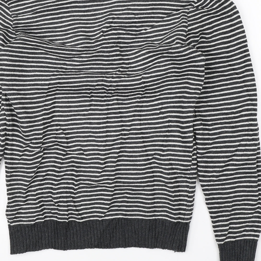 Stamp Womens Grey Striped Knit Pullover Jumper Size 4