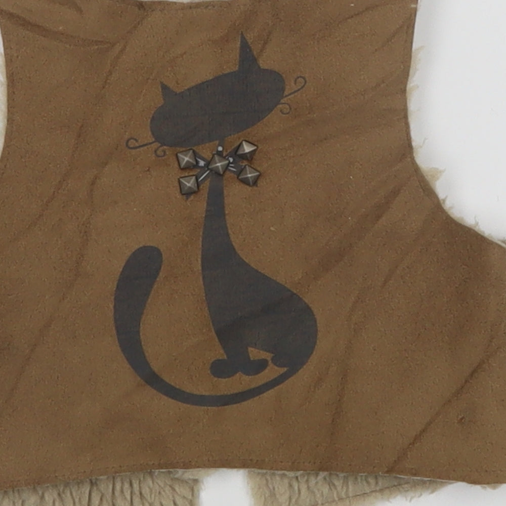 max Girls Brown Vest Jumper Size 6-9 Months