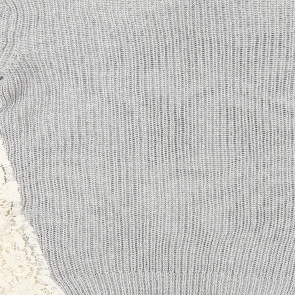 FOREVER 21 Womens Grey Floral Pullover Jumper Size S