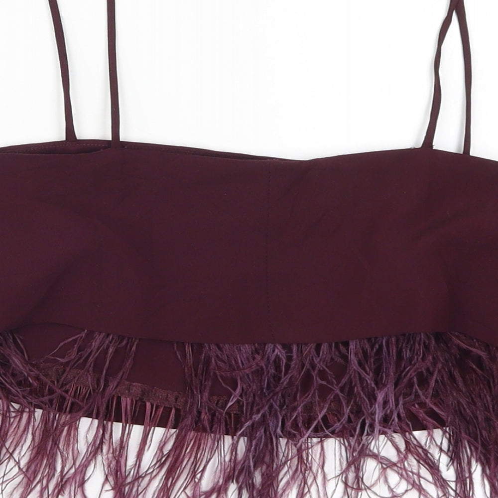 Topshop Womens Purple Cropped Tank Size 10 - Feathers
