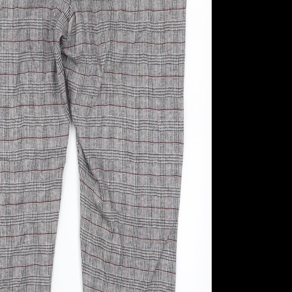 Damart Womens Grey Check Trousers Size 14 L24 in - Red