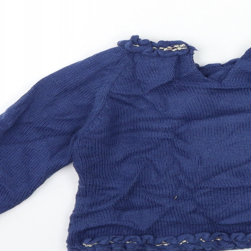 LOLITTOS Girls Blue Knit Pullover Jumper Size 6 Years - wolf