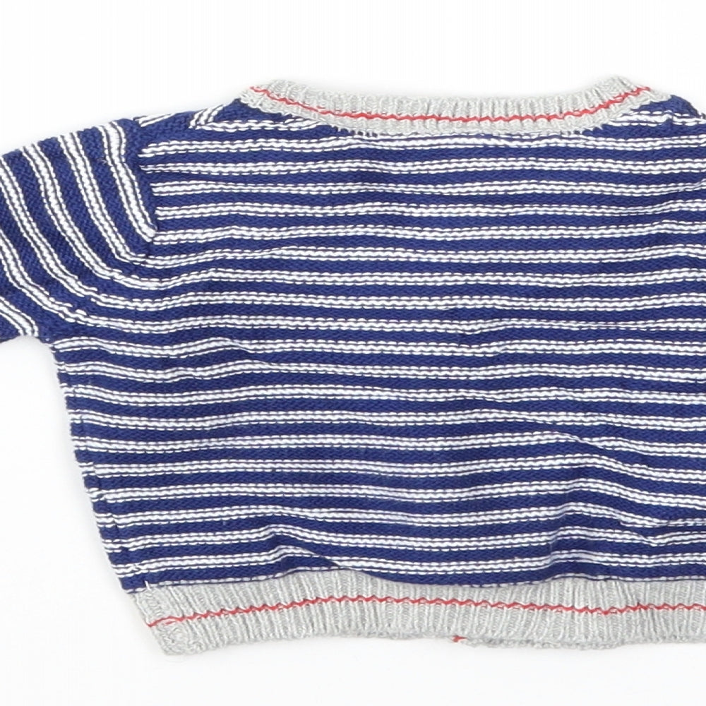 Mini Club Boys Blue Striped Cardigan Jumper Size 0-3 Months