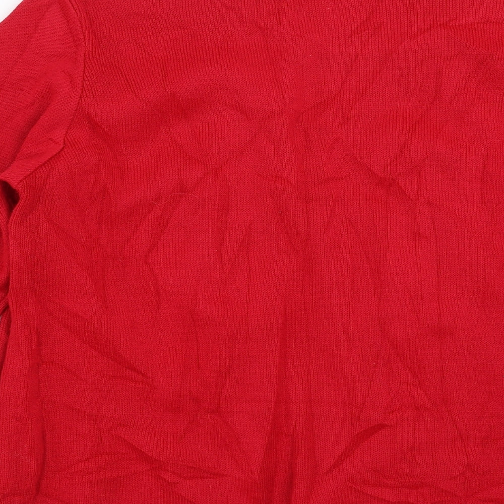 Pure & natural Womens Red Geometric Knit Pullover Jumper Size S - Cardigan and top all in one