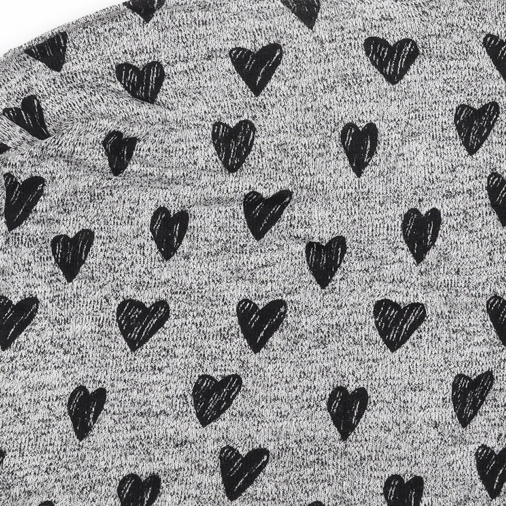 H&M Girls Grey Knit Pullover Jumper Size 14 Years - hearts