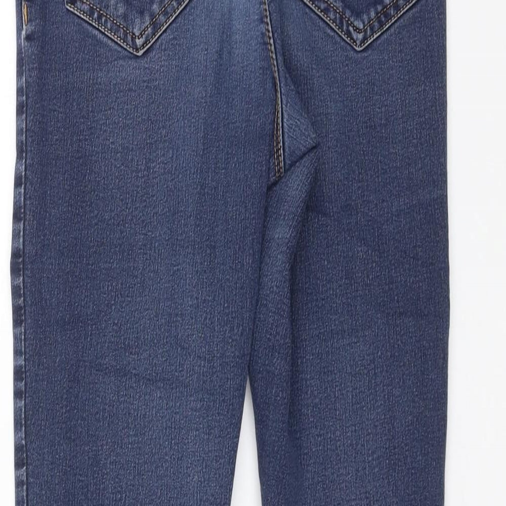 Miss Selfridge Womens Blue Denim Skinny Jeans Size 8 L24 in - Distressed hem