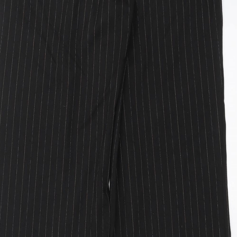 VERO MODA Womens Black Striped Trousers Size 10 L31 in