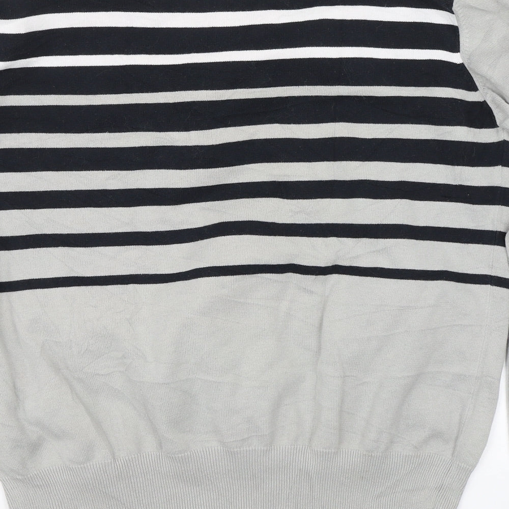 Solid Luxury Womens Grey Striped Pullover Jumper Size XL