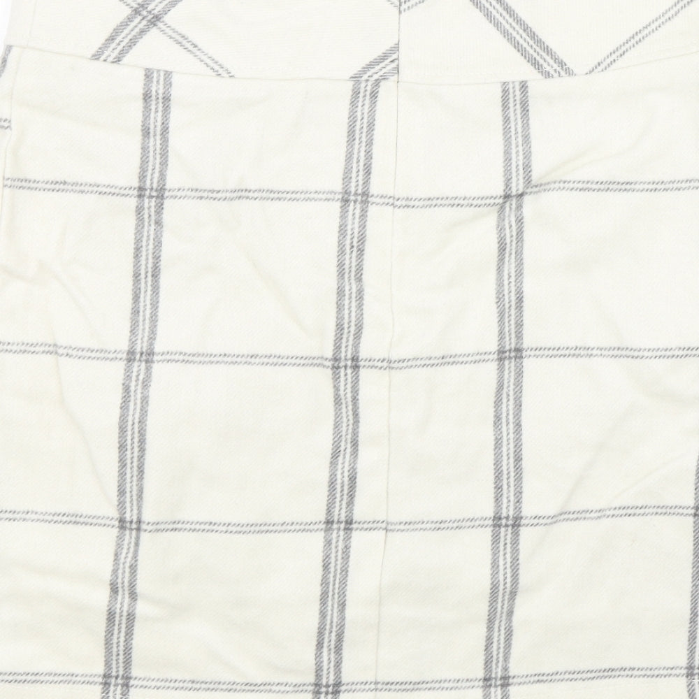 Janina Womens White Check Mini Skirt Size 8