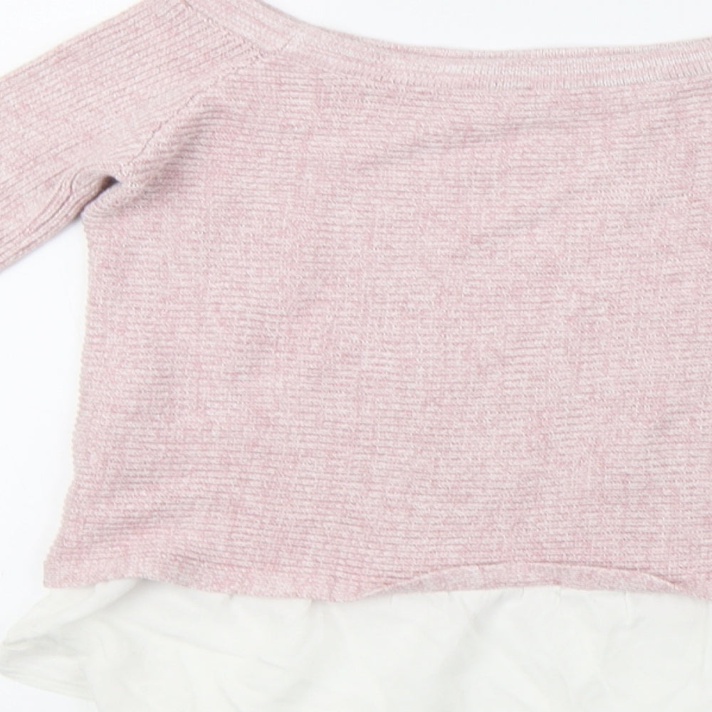River Island Womens Pink Knit Henley Sweatshirt Size 10