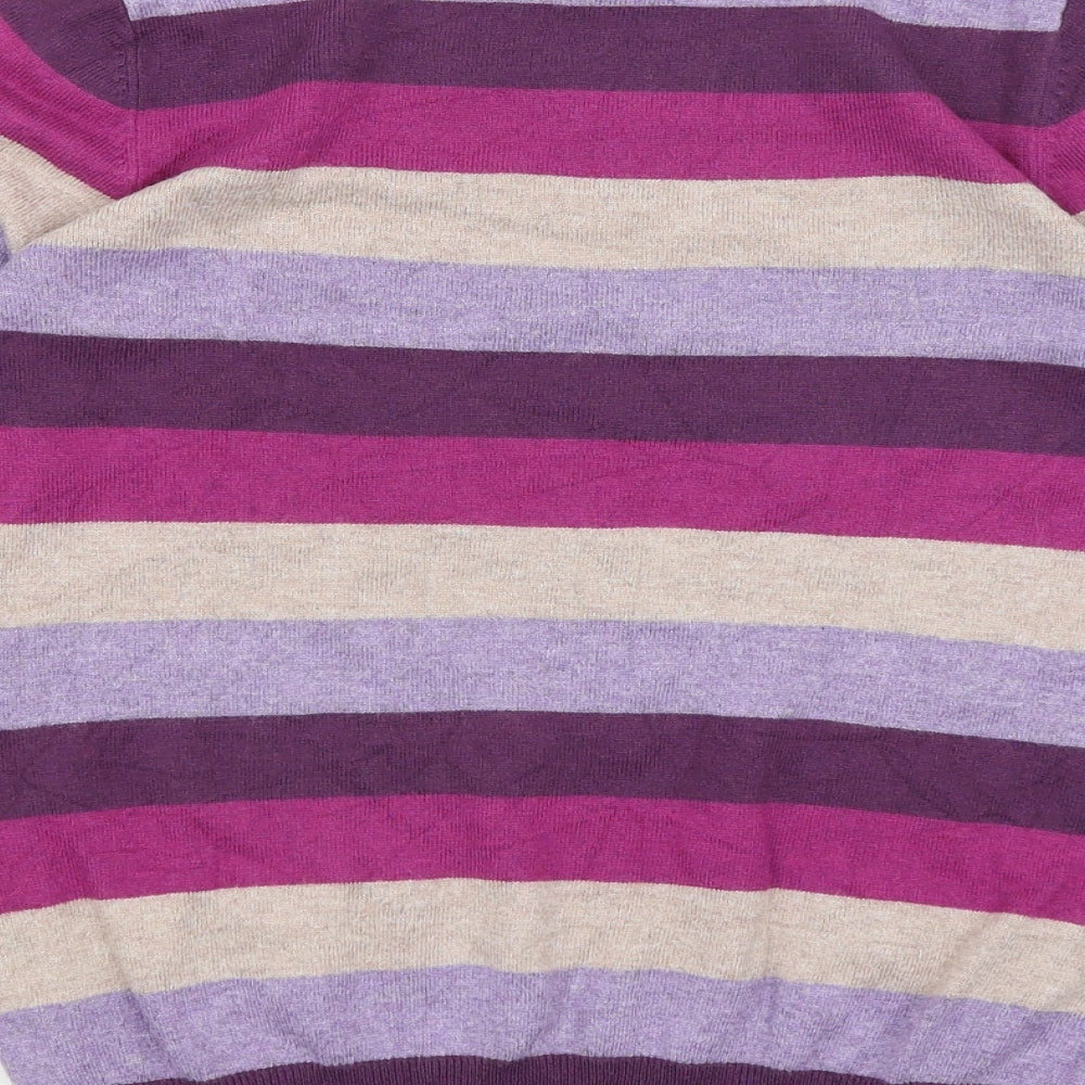 Marks & Spencer Womens Purple Striped Pullover Jumper Size 8