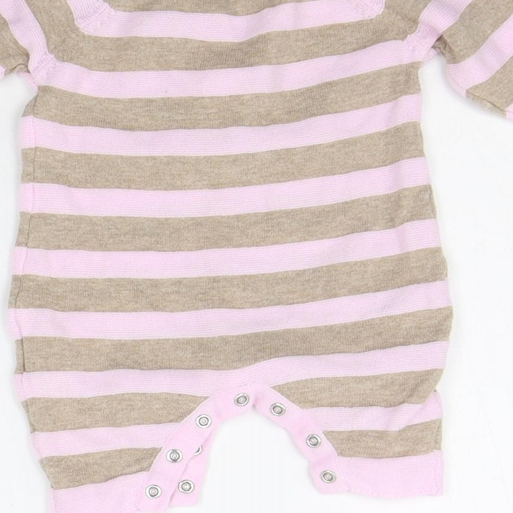 Zip Zap Baby Pink Striped Babygrow One-Piece Size 0-3 Months