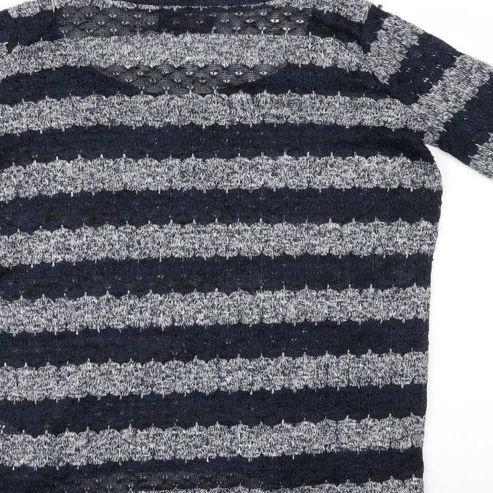 New Look Womens Blue Striped Basic Blouse Size 10