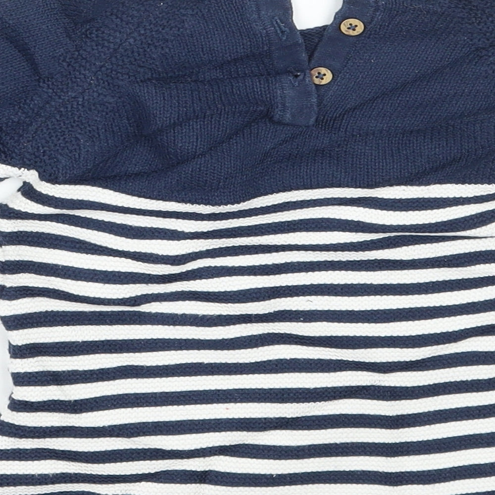 Next Boys Blue Striped Pullover Jumper Size 3-6 Months