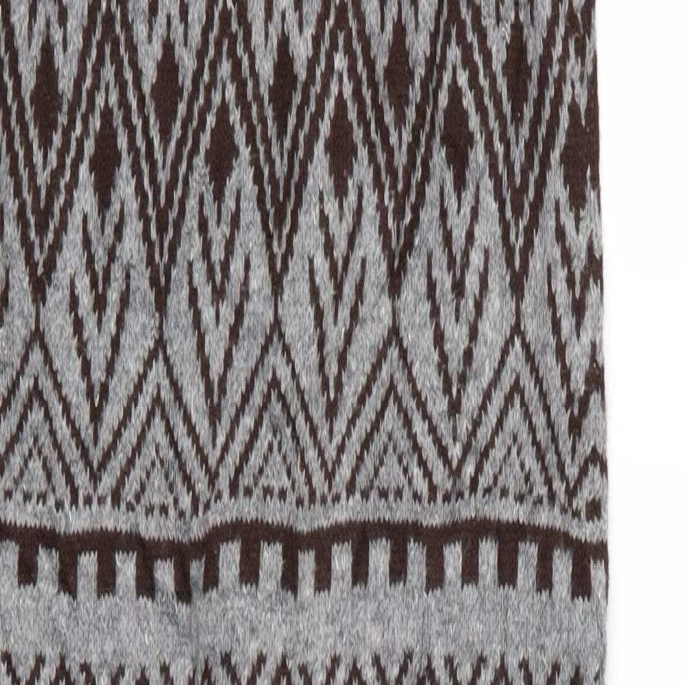 FOREVER 21 Womens Multicoloured Geometric Cardigan Jumper Size S - Longline Knit Waistcoat