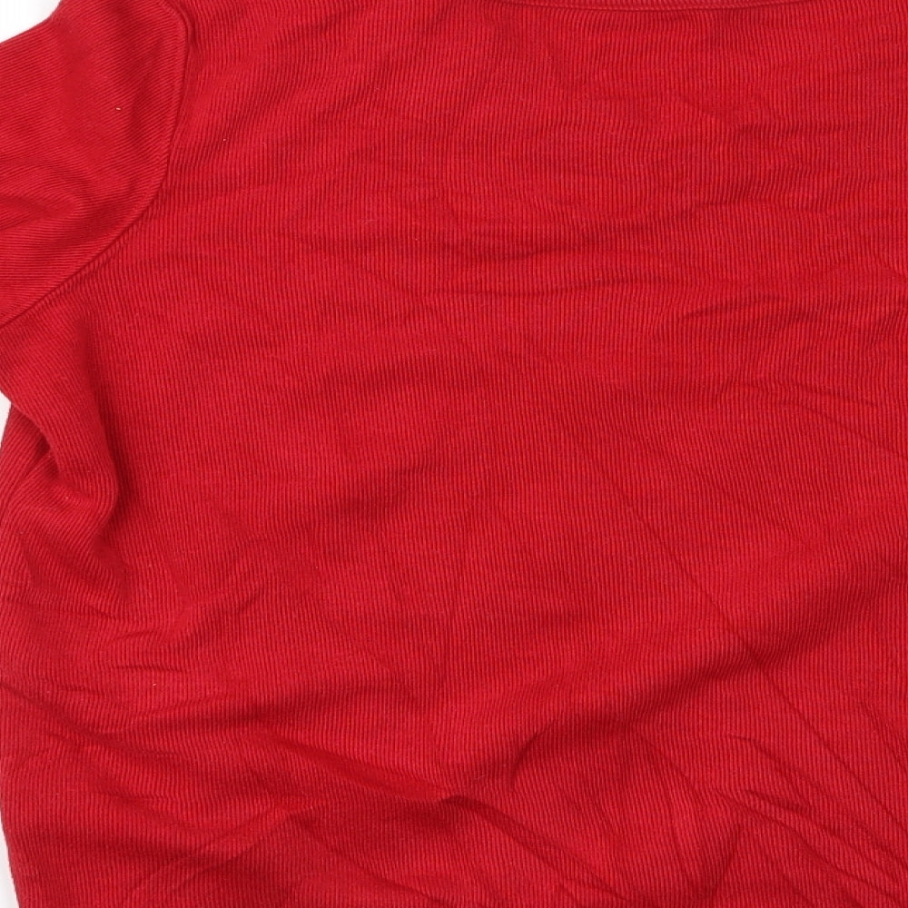 PreWorrn Womens Red Pullover Jumper Size S - Ribbed Red Top