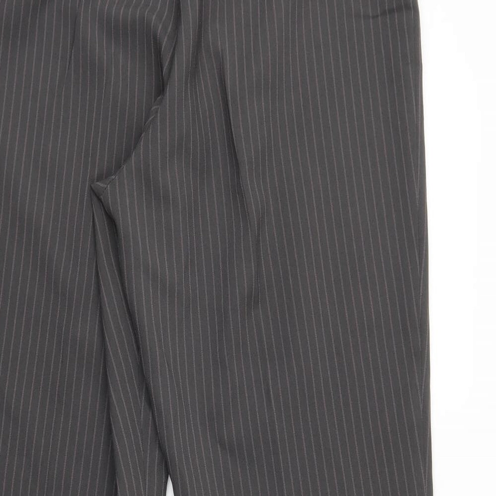 Amranto Womens Grey Striped Trousers Size 18 L28 in
