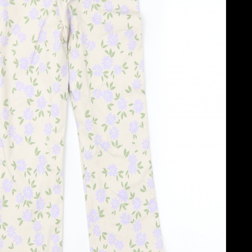 Zara Womens Beige Floral Trousers Size XS L28 in