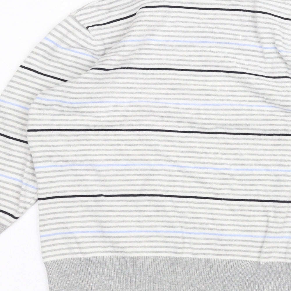 Country Club Womens White Striped Basic T-Shirt Size S