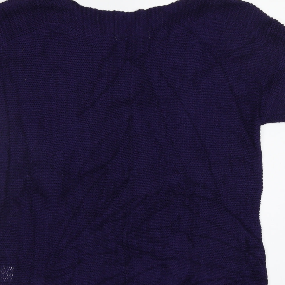 Pointelle Womens Blue Pullover Jumper Size S