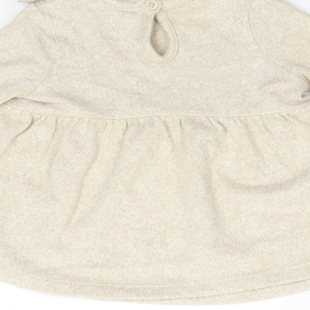 George Girls Beige Floral Tunic Jumper Size 0-3 Months - First Size