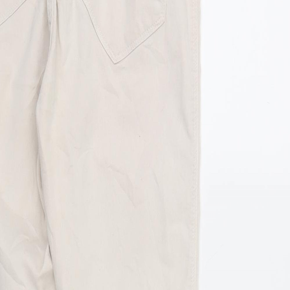 Bershka Womens Ivory Denim Skinny Jeans Size 14 L27 in - Elastic Waist