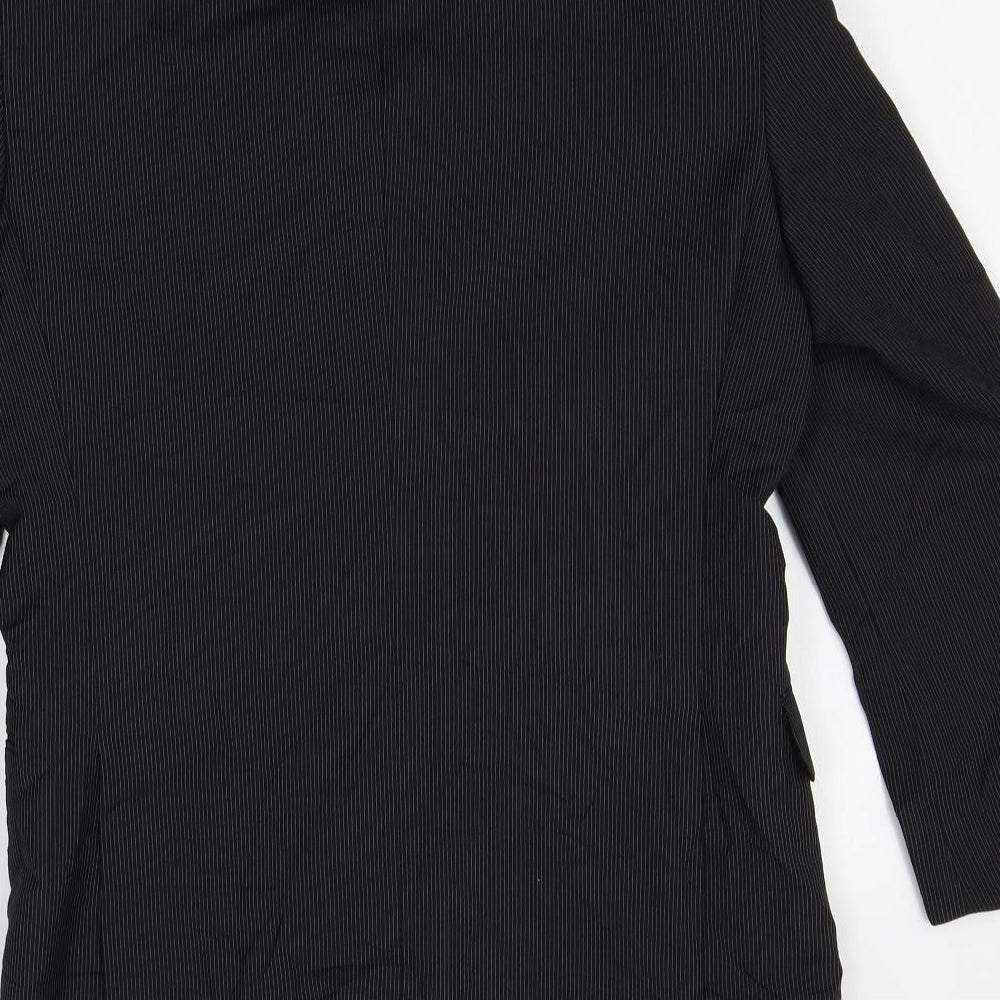 savoy taylors guild Mens Black Striped Jacket Blazer Size 36