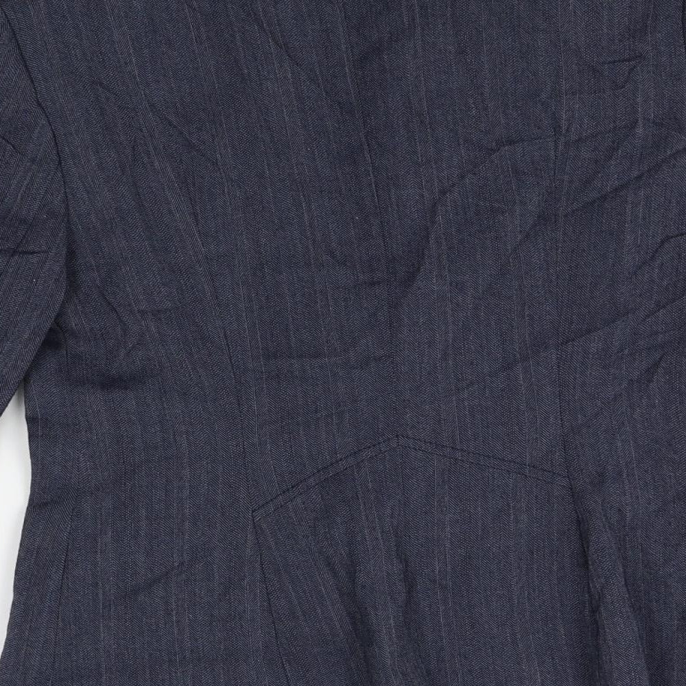 Next Womens Blue Striped Jacket Blazer Size 10