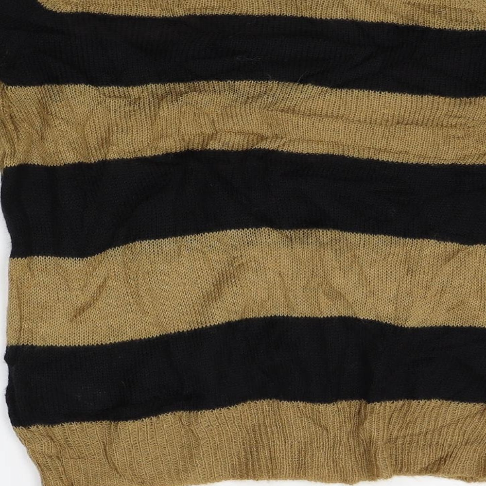 H&M Womens Gold Striped Pullover Jumper Size S