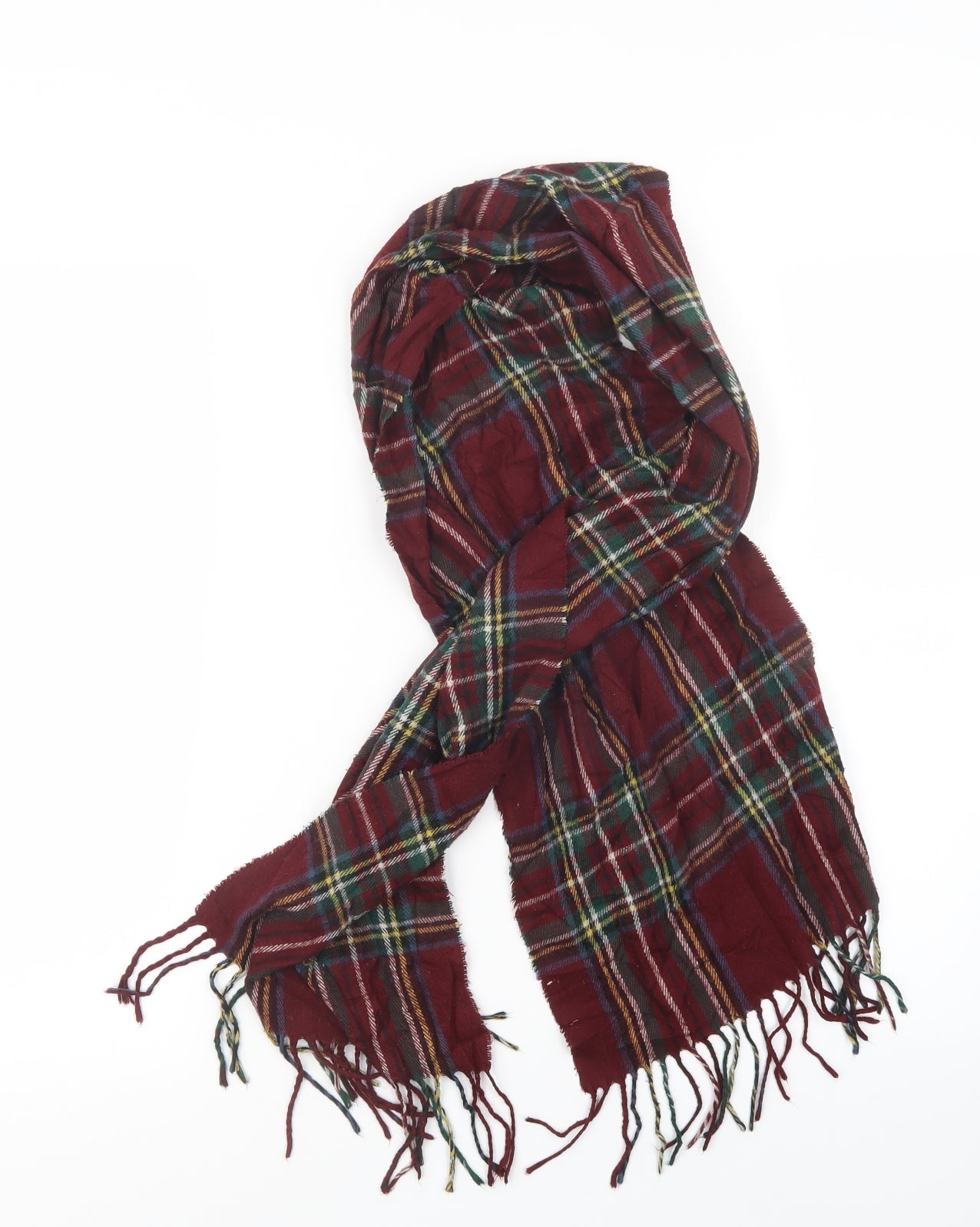 Preworn Womens Red Check Knit Scarf
