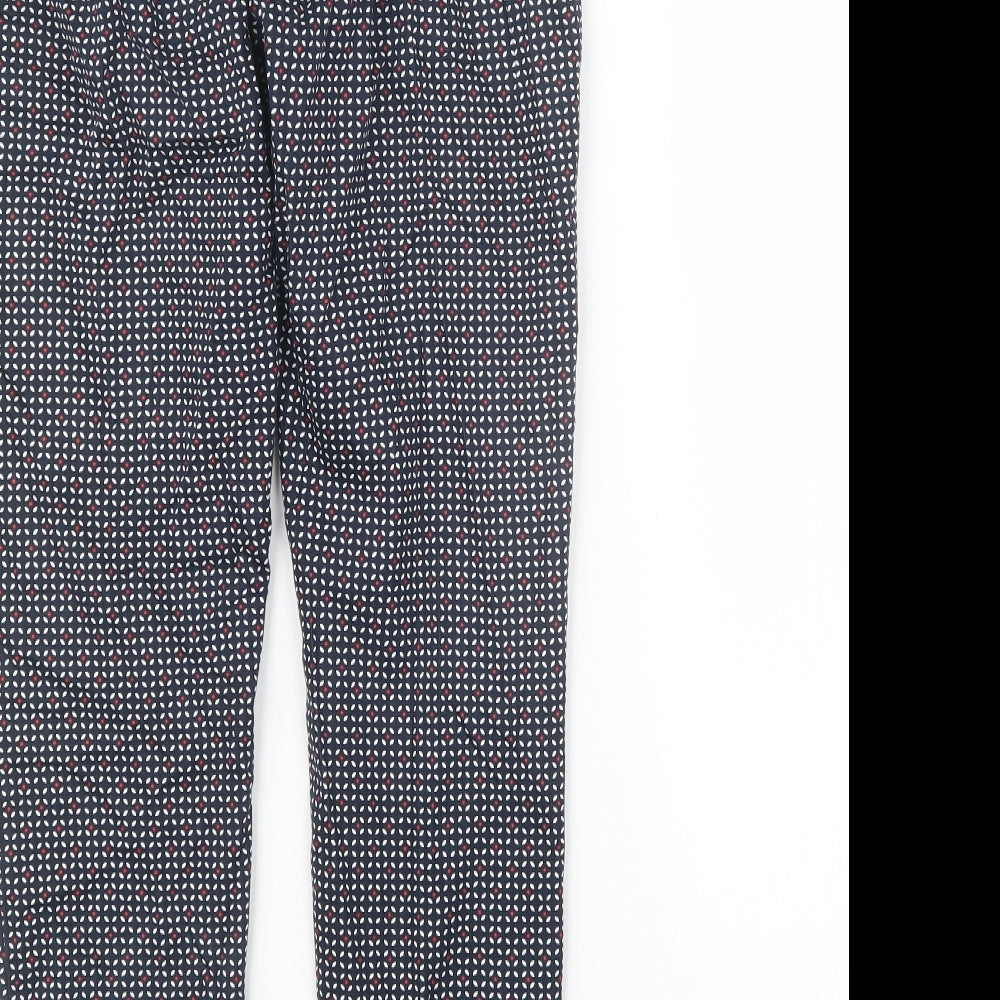 H&M Womens Blue Geometric Trousers Size 6 L27 in