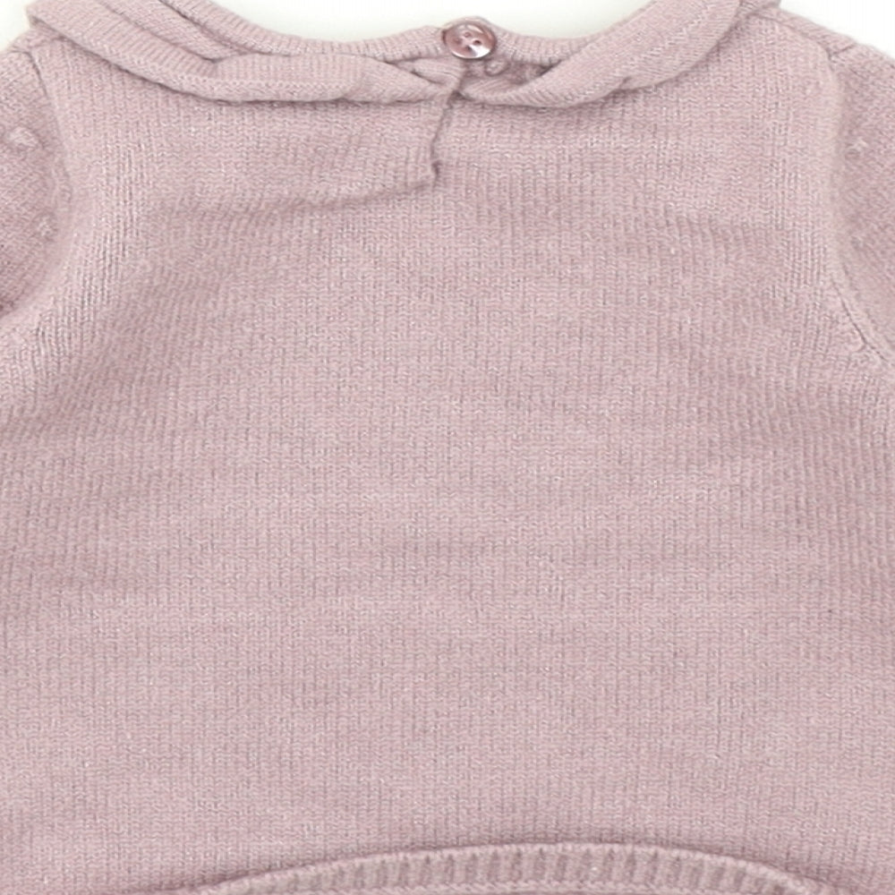 George Girls Pink Polka Dot Knit Pullover Jumper Size 3-6 Months