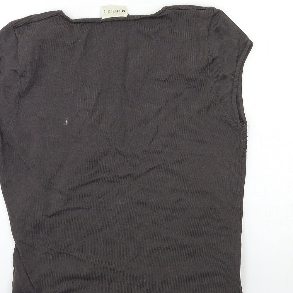 Minute Womens Grey Knit Basic T-Shirt Size 12