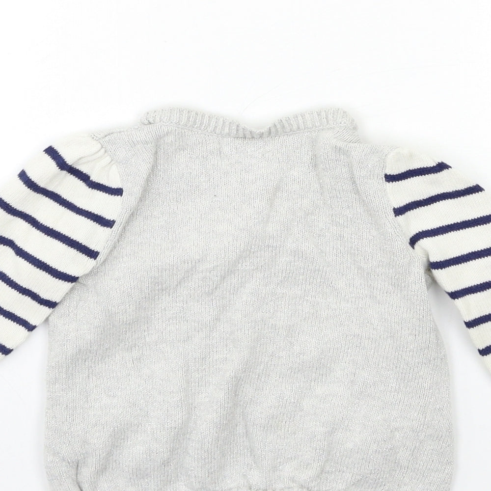 Old Navy Baby Silver Striped Knit Cardigan Jumper Size 24 Months