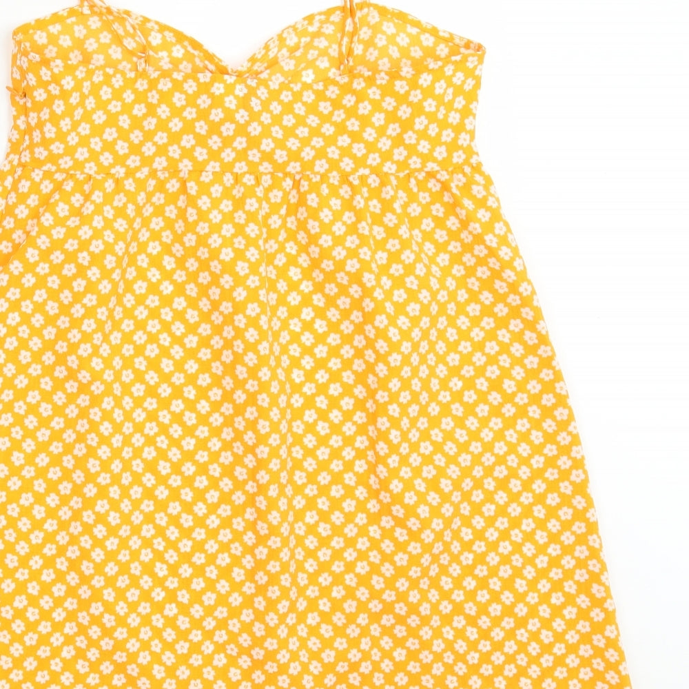 Divided Womens Yellow Floral Basic Blouse Size 10