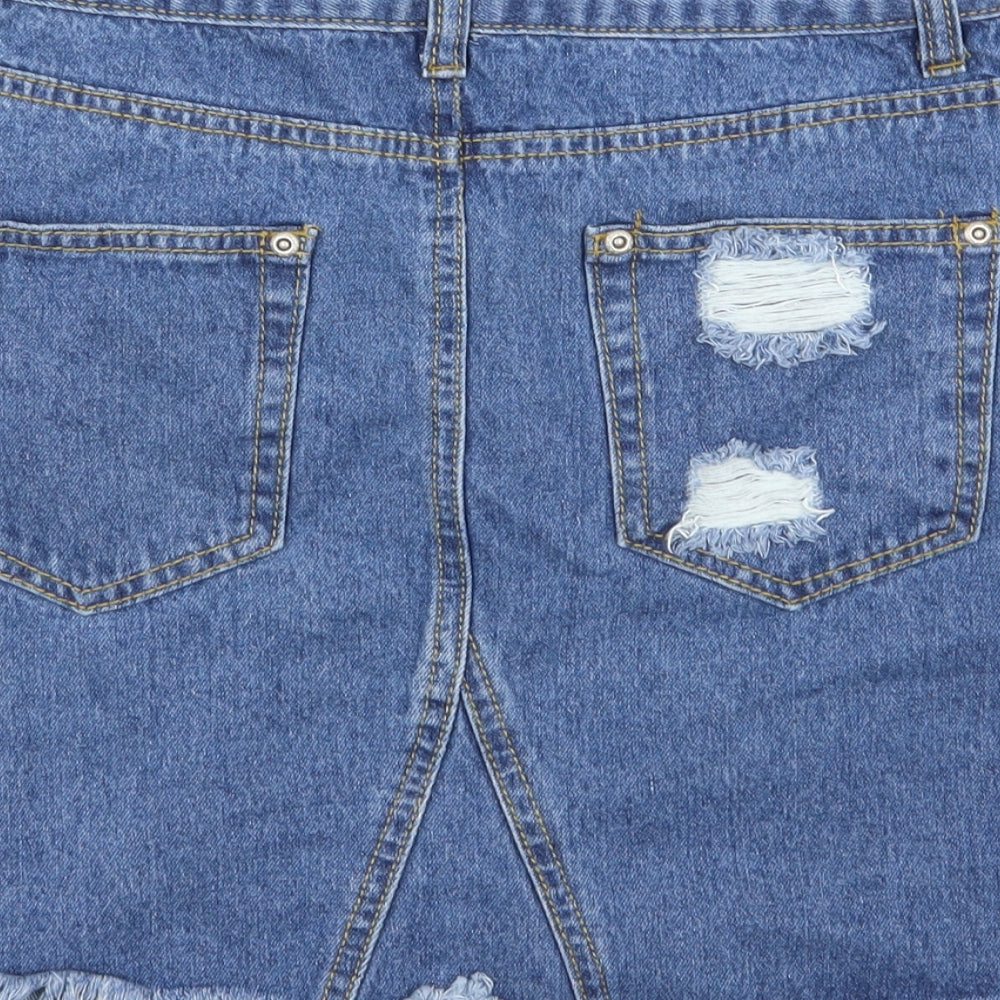 PLT Womens Blue Mini Skirt Size 8 - ripped skirt