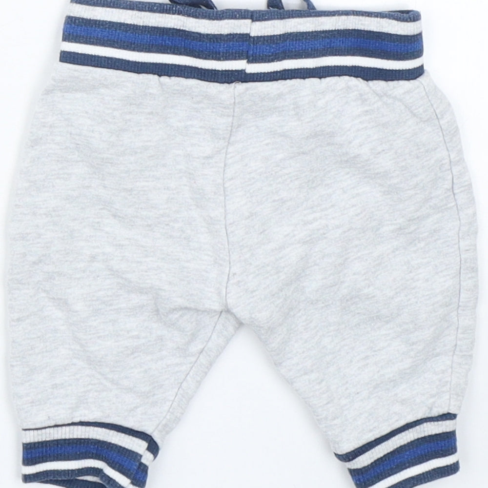 Mothercare Boys Grey Striped Sweatpants Trousers Size 0-3 Months - 0-1 Months