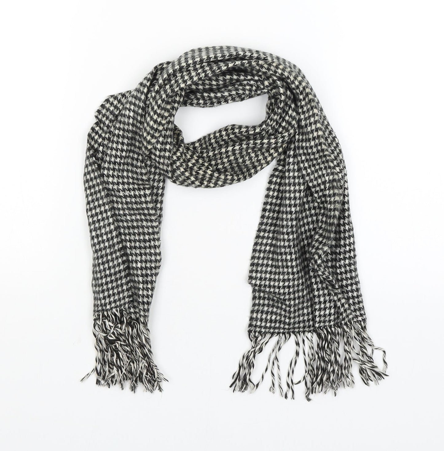 Preworn Womens Black Houndstooth Scarf