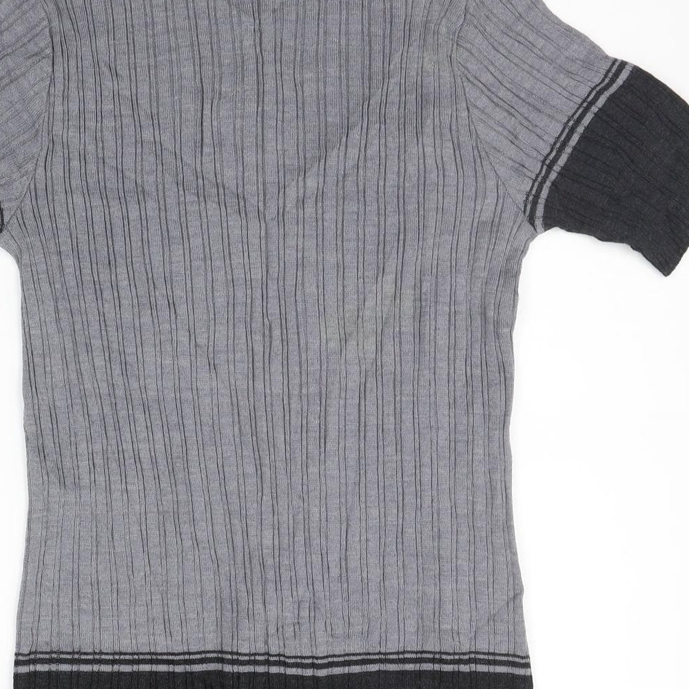 nina varese Womens Grey Geometric Basic T-Shirt Size M