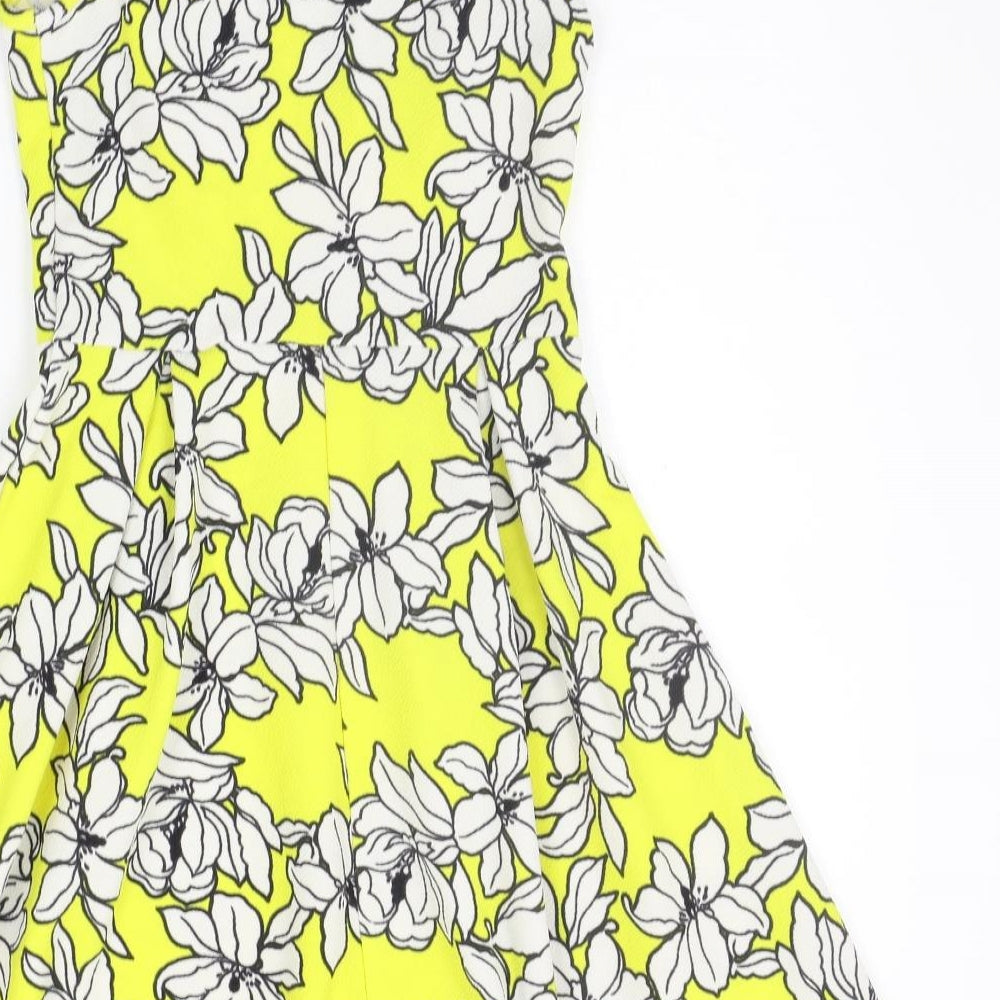 Select Womens Yellow Floral A-Line Size 6