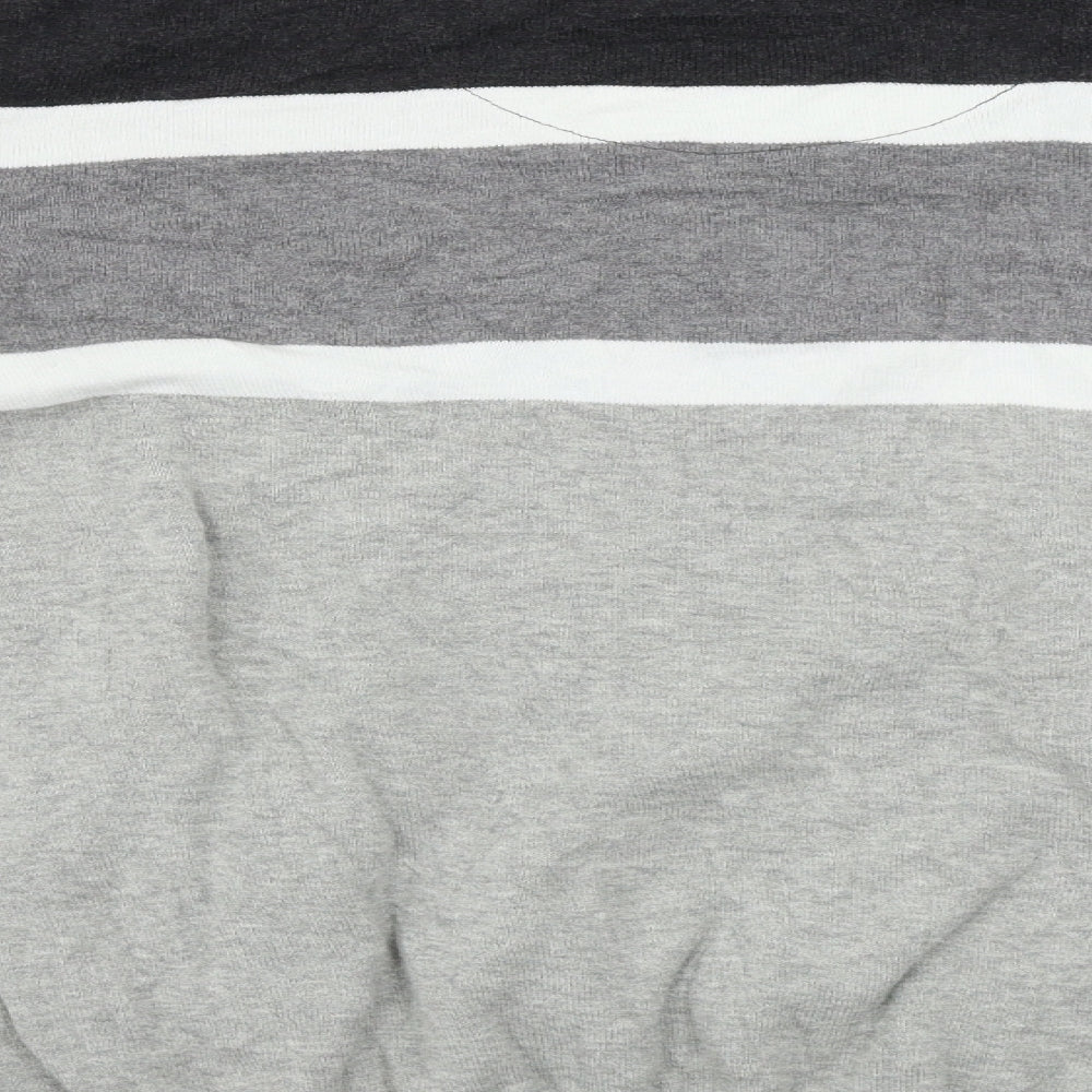 Dissident Mens Grey Striped Henley Jumper Size XL
