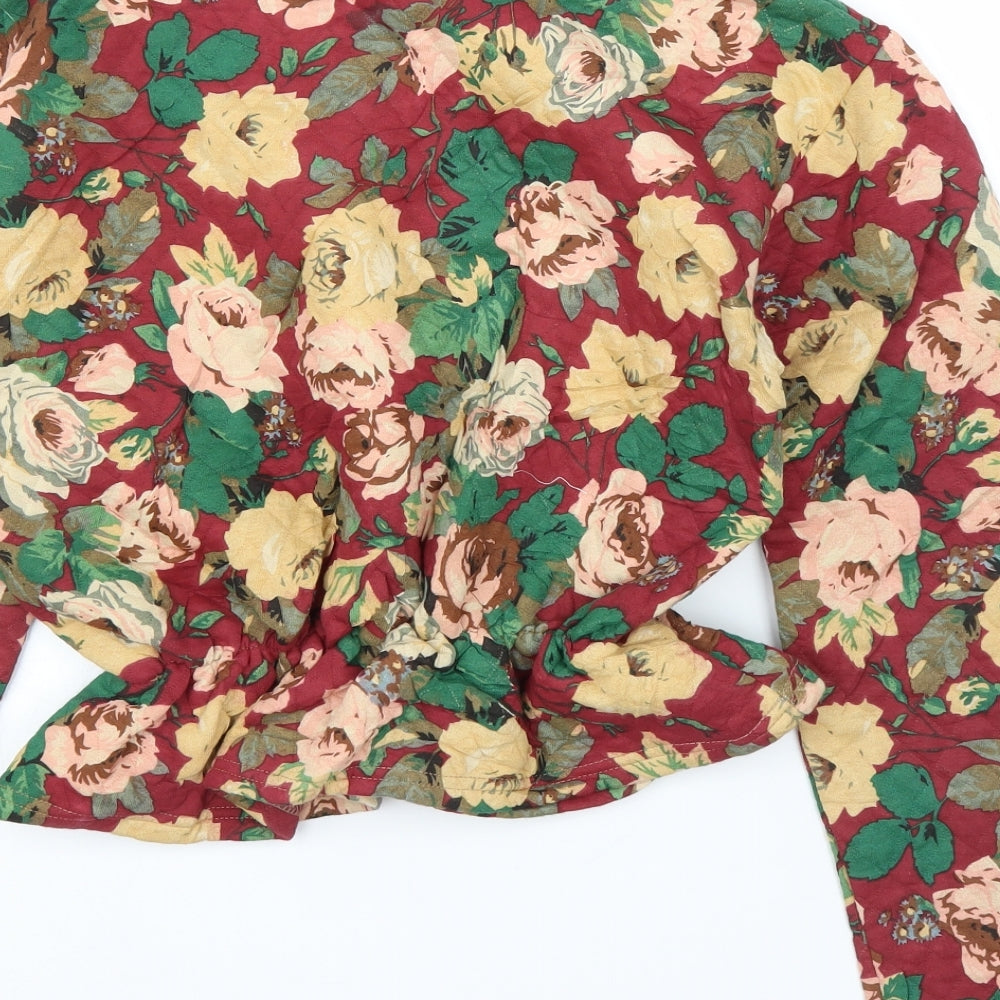 Preworn Womens Purple Floral Basic Blouse Size S