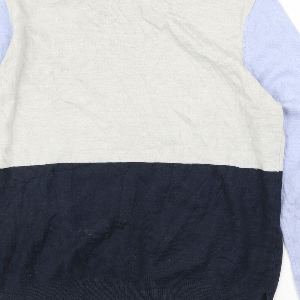 M&S Womens Blue Striped Pullover Jumper Size 14