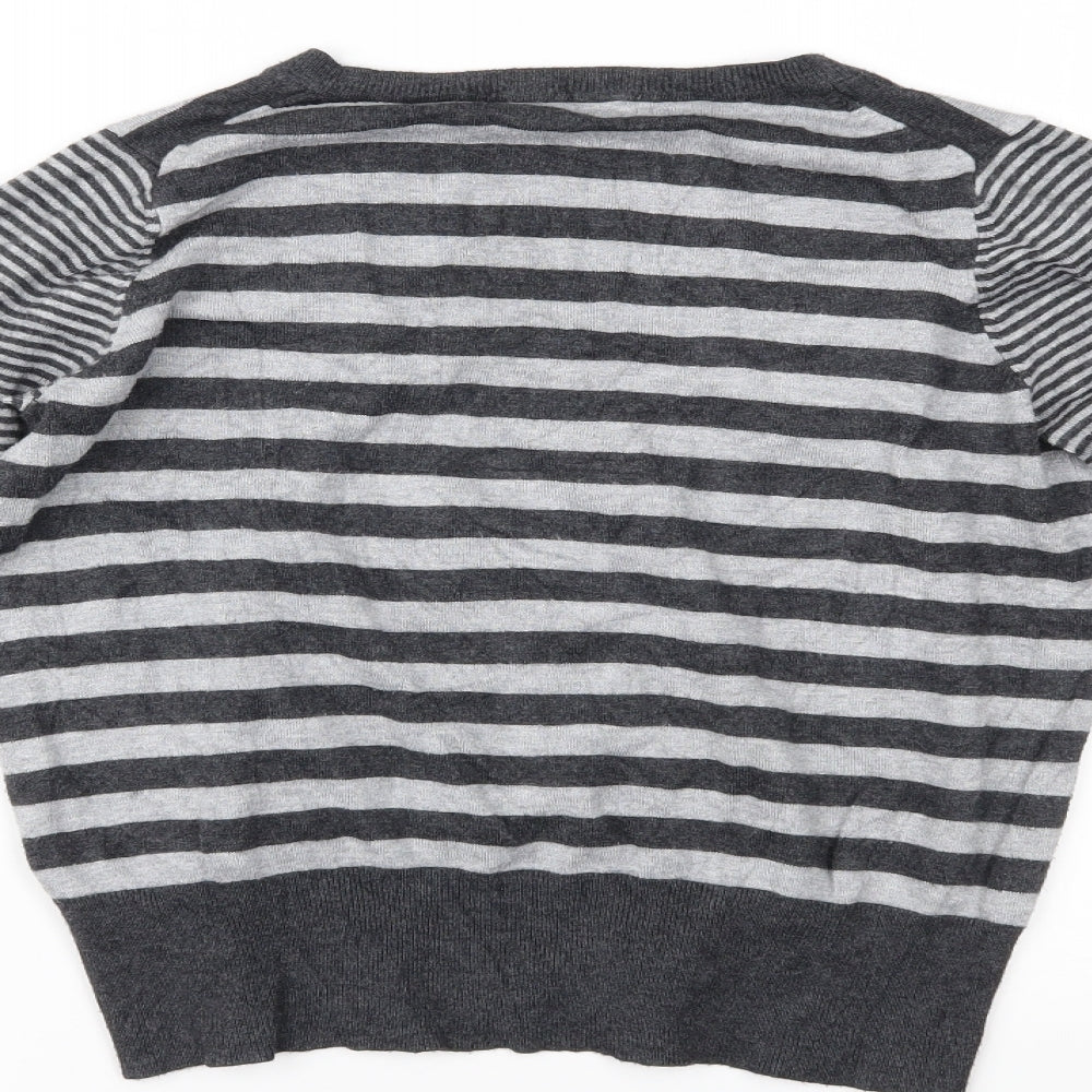 Marks and Spencer Womens Grey Striped Pullover Jumper Size 14