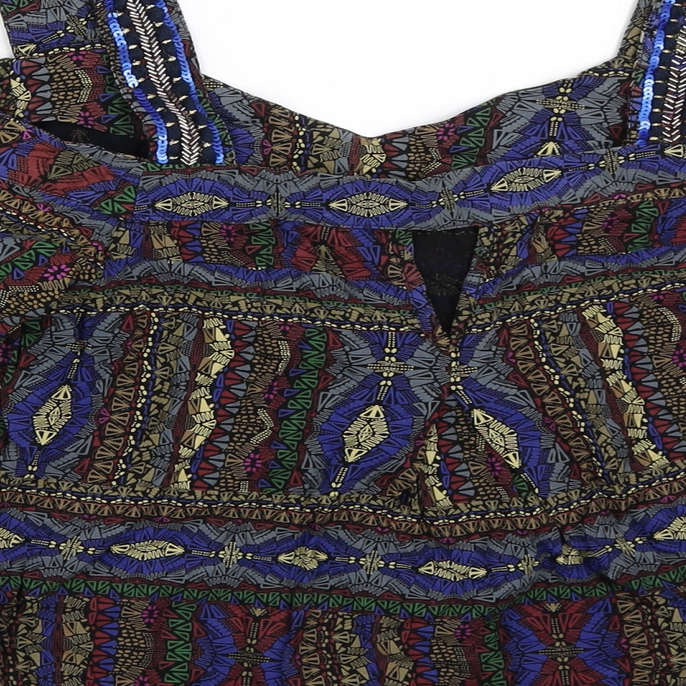 NEXT Womens Black Geometric Basic Blouse Size 12